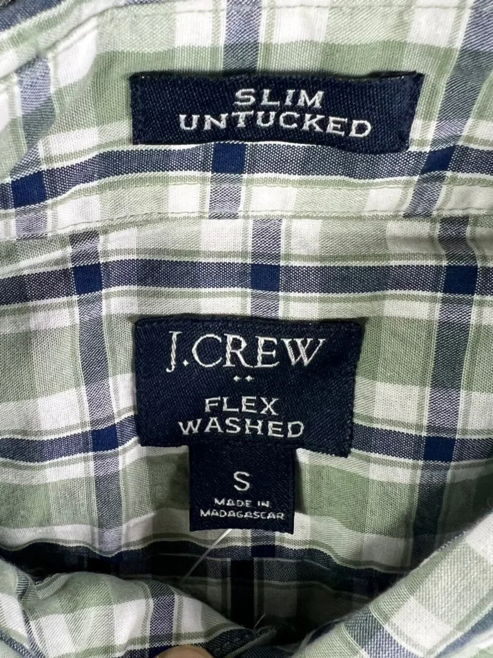 J.Crew Slim Untucked Plaid Button Down Shirt Green/Navy Blue Men’s Small NWT